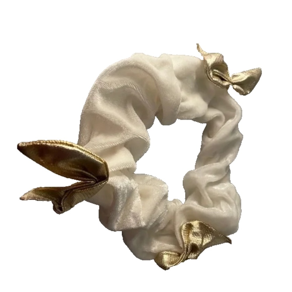 Doggiduds Christmas Decorative White Velvet Gold Bow Collar 8-20" Dog Holiday